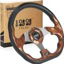 10L0L Golf Cart Steering Wheel for Yamaha, EZGO TXT/RXV/Valor, Club Car DS/Precedent/Onward/Tempo Golf Carts (Brown)