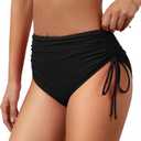 American Trends High Waisted Bikini Bottoms for Women Tummy Control Swimsuits Bottoms Full Coverage Bathing Suit Bottom (Large, Black)