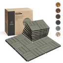 10 Pcs Interlocking Deck Tiles, Patio Flooring - Outdoor Waterproof Acacia Wood Tiles for All Weather Use - Balcony, Backyard, Indoor & Outdoor (Green, 10 Pcs - 12.1 Square Ft) (Green Crossed Pattern)