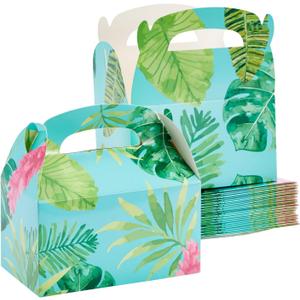 BLUE PANDA Treat Boxes - 24-Pack Paper Party Favor Boxes, Tropical Floral Design for Birthdays and Events, 6 x 3 x 3 inches