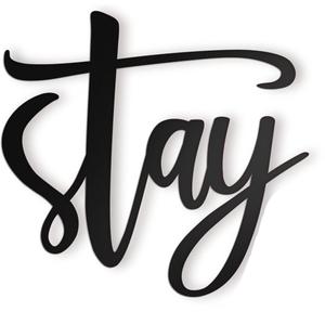 Vivegate Stay Awhile Metal Wall Art Sign - 2 Pieces Black Stay Wall signs for Home Wall Decor Entryway Wall Decor (Large - 33"X15") (44.5X28 cm)