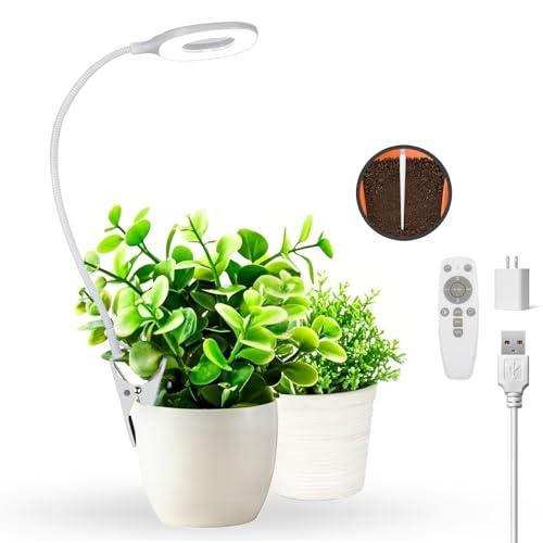 Full Spectrum Grow Lights for Indoor Plants, Clip-on LED Plant Lights for Indoor Growing with Auto On/Off Timing 4/8/12 Hrs, 10 Dimmable Levels, 3 Spectrum Modes & Adjustable Gooseneck, Remote Control