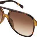 FEISEDY Vintage Retro 70s Plastic Aviator Sunglasses Women Men Classic Large Squared Frame B2751 (Leopard)