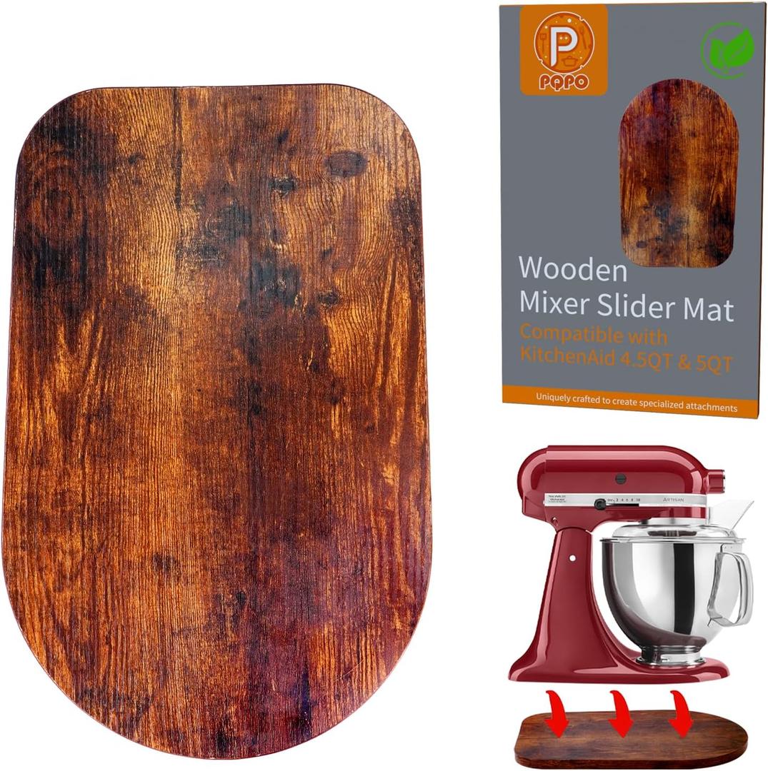 Wooden Mixer Slider Mat Accessory Compatible with KitchenAid 4.5-5 Quart Tilt-Head Stand Mixer, Sliding Tray for Countertop Organization