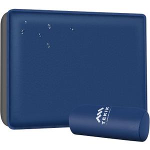 Inflatable Seat Cushion, Lightweight Self-Inflating Memory Foam Seat Cushion for Stadium Camping, Airplane Travel, Bleachers, Waterproof Portable Cushion Chair Pad with Carry Bag (Blue Grey)