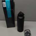 BUZIO 40oz Insulated Water Bottle, Triple Wall Vacuum Stainless Steel Water Flask with 2 lids, Lead-Free BPA-Free Straw Lid Sports Canteen Jug, Cold 48H & Hot 24H- Black