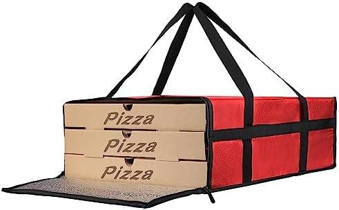 Bodaon Insulated Pizza Delivery Bag, 20" x 20" x 6" Pizza Warmer Bags for Carry Hot, Doordash Bag, Food Warmers for Parties, Pizza Pack Insulation, Pizza Carrier for Door Dash/Grubhub (Red, 1Pk)