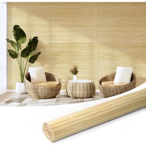 Art3d Natural Bamboo Wall Panel for Interior Wall Decor, Renewable Pole Wrap Wainscoting Paneling for Wall Ceiling Furniture Cabinet Office, 48 x 96 Inch - Raw