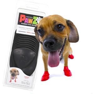 PawZ Rubber Dog Boots for Paws up to 2" - 2.5" - Dog Booties for Hot Pavement, Anti Slip Dog Socks, 12 Reusable Paws Waterproof Dog Boots, S, Black