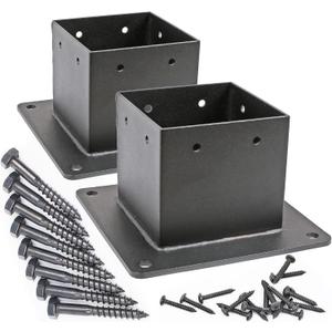 44"(Actual3.53.5inch) Post Stainless Steel Flange Anchor Base with Screws for Deck Railing, Black Finish (2 Pack)