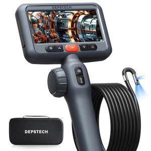 DEPSTECH 10FT Articulating Endoscope Camera with Light: Dual Lens Two-Way Articulated Industrial Borescope with 4.5" Screen and Snake Cable, Inspection Camera Automotive Tool for Wall, Pipe, Mechanic
