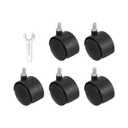 PATIKIL Office Chair Wheels Replacement 2", 8 Pcs Nylon Heavy Duty Office Furniture Casters Wheels with Wrench for Hardwood Floor Carpet, Black(M8 Threaded Stem Stem)