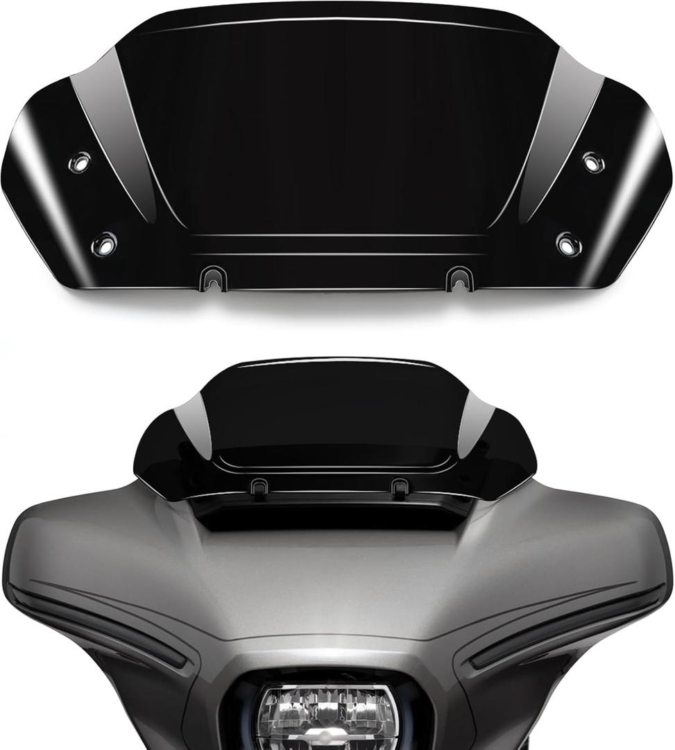 8" Wave Windshield Windscreen Wind Splitter fits for Harley Davidson CVO Street Glide FLHXSE 2023-2024, Street Glide FLHX 2024-up, FLHX 2025-up (Black)