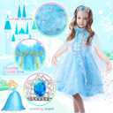 EULRGAUS Princess Dress Up, Dress Up Clothes for Girls 3-6, Cosplay Princess Costume Gift Set with Princess Dresses and Princess Toys, Pretend Play Toddler Girl Toys, Halloween Christmas Birthday Gift (Pink)