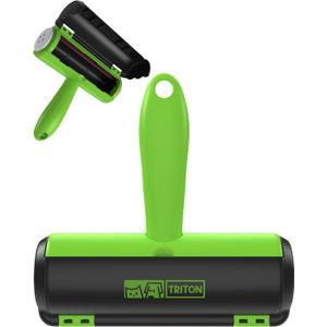 Triton Pet Hair Removal Tool w/Fur Trapping Compartment, 60% Smaller Storage Size, Reusable Shedding Roller, Cat and Dog Hair Remover for Car, Furniture, Carpet, Couch (Green) (Large)