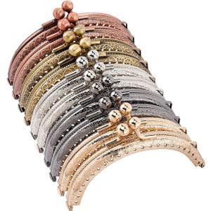 PH PandaHall 5 Color Purse Clasp Frame, 10pcs Wallet Kiss Clasp Lock Retro Arch Coin Bag Frame Metal Clip for DIY Craft Purse Bag Handle Sewing Craft, 3.3 Inch
