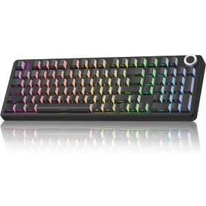 AULA F99 Pro Wireless Mechanical Keyboard-Silent Version, BT5.0/ 2.4GHz/ USB-C Hot Swappable Custom Keyboard, Gasket Structure, Pre-lubed Linear Switches RGB Backlit Computer Gaming Keyboards, Black
