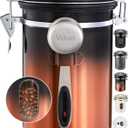 Veken Coffee Canister with Window,Airtight Stainless Steel Kitchen Food Storage Container, Date Tracker & Scoop for Grounds Coffee, Beans, Tea, Flour, Cereal, Sugar, 22OZ, Copper