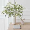 Uqueeten Fake Plants Eucalyptus Stems,Plastics Ficus Stems for Vase Artificial Plants,Greenery Stems Branches for Vase Faux Plants Indoor,Faux Greenery Indoor Vase Fillers for Home Decor 4Pcs Green