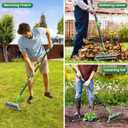 63 Thatch Rake Dethatcher Rakes for Lawns, Heavy Duty 21 Curved Double-Side Sharp Steel Tines Yard Garden Rake with Adjustable Handle for Dead Grass, Leaves, Loosening Soil