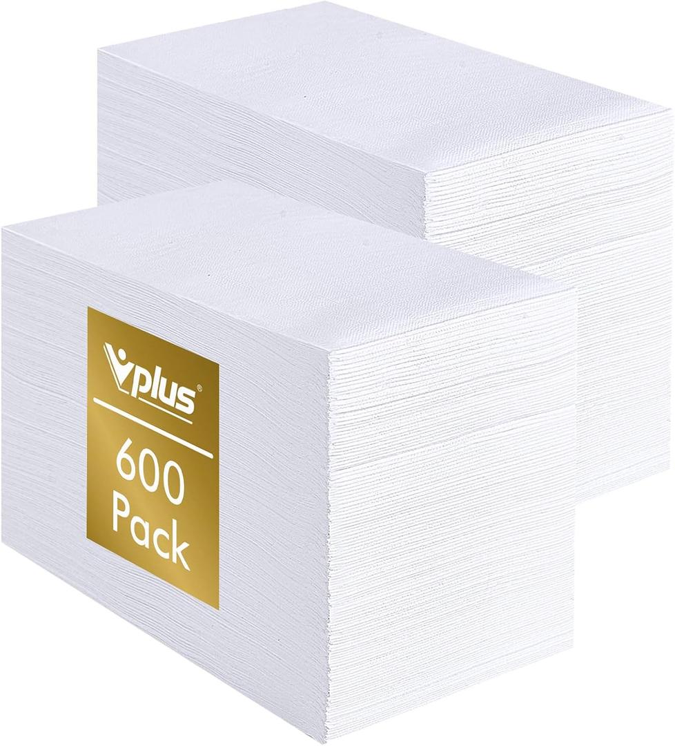 Vplus 600 Pack Paper Napkins, Soft Disposable Dinner Napkins, 3 Ply, White