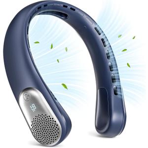 Meonov Neck Fan, LED Display USB Rechargeable Portable Fan, 360° Cooling Bladeless Personal Fan, 4000 mAh 3 Speeds Adjustable Wearable Fan for Women, Travel, Gift, Home, Office, Men