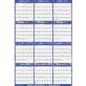24" x 36" 2025 Wall Calendar Dry Erase - Large Starry Sky Wall Calendar Wet & Dry Erasable Laminated 12 Month Annual Yearly Planner, Reversiblel, Blue