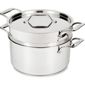 All-Clad Stockpot 8 qt Stainless Steel Multipot With Insert & Lid, Stainless Steel Pot, Induction, Oven Broiler Safe 600F Skillet, Professional Cookware, Silver, 8-quart, 2 Pc