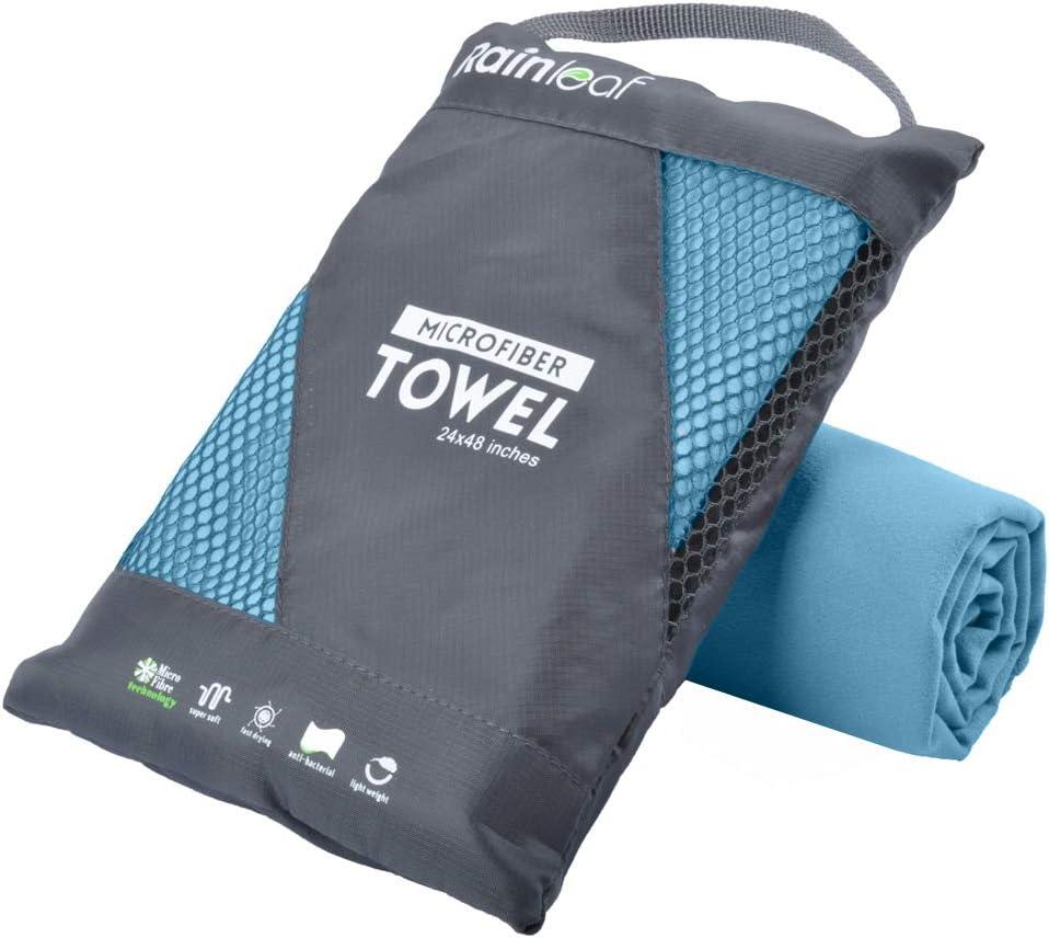 Rainleaf Microfiber Towel Perfect Travel & Gym & Camping Towel. Quick Dry - Super Absorbent - Ultra Compact - Lightweight. Suitable for Trip, Beach, Shower, Backpacking, Pool (48.00" x 24.00", Marine Blue)