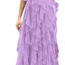 Summer Women Tulle Prom Dress Elegant Bow One Shoulder Slit Evening Party Gown Wedding Guest Bridesmaid Maxi Dress, XXL