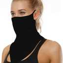 YAYOUREL Solid Black Neck Gaiter Face Mask Covering Bandanas for Men Women Summer UV Face Scarf Mask Cover Ear Loop Hole Triangle Facemask Headwear for Fishing Running Cycling Hiking