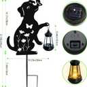 Solar Lights Outdoor,Metal Dog with Hanging Lantern Solar Lights