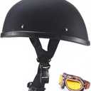 Motorcycle Half Helmet, DOT Approved Adult Men Women Retro Open Face Bike-Helmets, Bicycle/Skateboard Helmet for Adults, Bike, Skate, Scooter, Longboard Half Shell Helmet (Matte Black+Y, Medium)