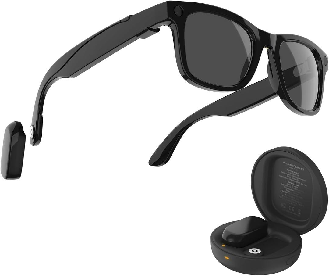 PRISMXR Carina C1 Mini Power Bank for RayBan Meta Glasses, Ultra-Slim Magnetic Charger, 12H Extra Power Portable Battery Pack with Snap-on Cable (for Wayfarer Large, Not for Wayfarer Regular)
