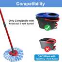 Spin Mop Replace Head, Mop Handle and Base Compatible with Ocedar RinseClean 2-Tank System, 3 Mop Replacement Head, 4-Section Sturdy Iron 30-58in Mop Handle and 1 Triangle Mop Head Cover Combo Set
