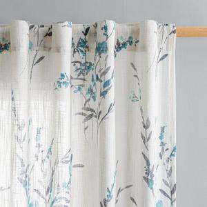 MYSKY HOME Linen Sheer Curtains 84 inches Long for Living Room Window Curtains Light Filtering Privacy Protect Farmhouse Style Decorative Texture Soft Touch for Dining Room/Cafe, Teal, 2 Pcs