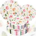 60 PCS Floral Plastic Plates - Pink Disposable Decorative Plates Include 30 Dinner Plate, 30 Dessert Plate for Wedding & Tea Party & Spring