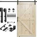 SMARTSTANDARD 60in x 96in Sliding Barn Door with 10ft Barn Door Hardware Kit Included, Unfinished Solid Spruce Wood Door, Assembly Required, DIY, Stainable, Natural