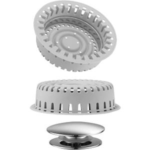 Drain Hair Catcher, Upgraded Protector with Silicone & Stainless Metal Designed for Pop-Up and Regular, Effective Without Slowing Drainage (Gray)