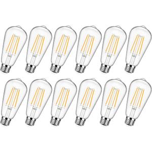 12-Pack Vintage LED Edison Bulbs 100W Equivalent 1400LM High Brightness 8W ST58 LED Filament Light Bulbs 3000K Warm White E26 Medium Base CRI90+ Antique Clear Glass for Home Dinning Room, Non-dimmable