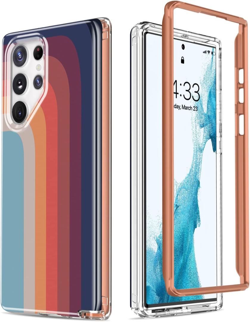 Esdot for Samsung Galaxy S23 Ultra Case,Military Grade Passing 21ft Drop Test,Rugged Cover with Fashion Designs for Women Girls,Protective Phone Case for Galaxy S23 Ultra 6.8" Nice Rainbow