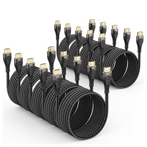 10K 8K HDMI 2.1 Cable 10FT 10-Pack, HDMI Cord 10 Foot Ultra High Speed HDMI Cable (48Gbps, 8K@60Hz, 4K@120Hz) HDCP 2.2&2.3, DTS:X, 3D, eARC, HDR10 for PS5, Roku TV, HDTV, Monitor, Projector, Blu-ray