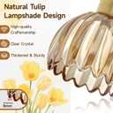 Bathroom Light Fixtures Over Mirror, 27.2 in Vintage Bathroom Light Fixture 4 Light,Antique Brass Wall Sconce with Amber Tulip Glass Shade for Bedroom Living Room,Foyer,Hallway, E26 Base