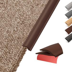 Flexible PVC Carpet Edge Trim Strip, Self Adhesive, Cuttable Carpet & Floor Transition Strip from Carpet to Tile, Waterproof Edging for Rugs & Mats, High Traffic Safety,for Carpet Thickness Within 5mm (6.6Ft, Deep Brown)