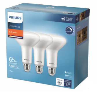 Philips 7.2-Watt (65-Watt) BR30 Reflector LED Dimmable Light Bulb - Soft White (2700K)