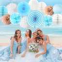 Holkcog Bachelorette Party Decorations, Blue Beach Bride Shower Decor Pom Poms Hanging Banner Swirls for women, Last Toast On The Coast Bridal Shower Wedding Decoration, Bride To Be Party Supply