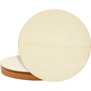 10 Inch Wooden Circles for Crafts - Unfinished Wood Rounds for Wood Burning, DIY Signs, Painting, Decorations (10 Pack)