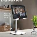 COOPER TabHolder, 7-10" Height Adjustable Tablet Stand, Premium iPad Stand for Desk, 270 Tilt iPad Holder, Kindle Holder, 15.6-17" Portable Monitor Support (White)