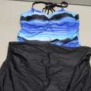 Maacie Maternity Athletic Tankini Swimsuits Two Piece Floral Print Ruched Tops with Shorts - Large