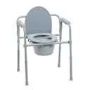 Drive Medical 11148-1 Folding Steel Bedside Commode Chair, Portable Toilet, Supports Individuals Weighing Up To 350 Lbs, with 7.5 Qt. and 13.5 Inch Seat, Grey